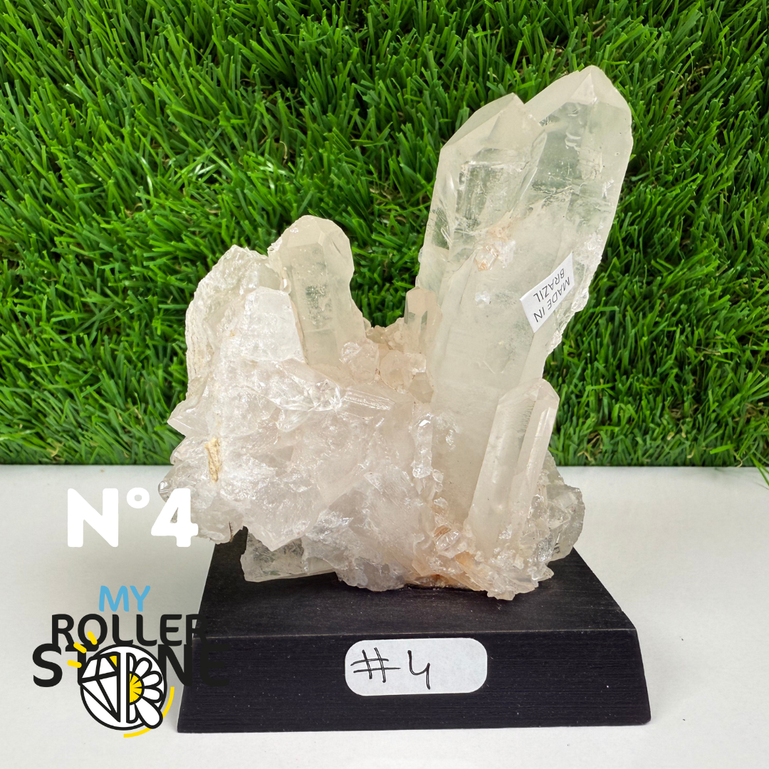 Cristal de roche sur support bois