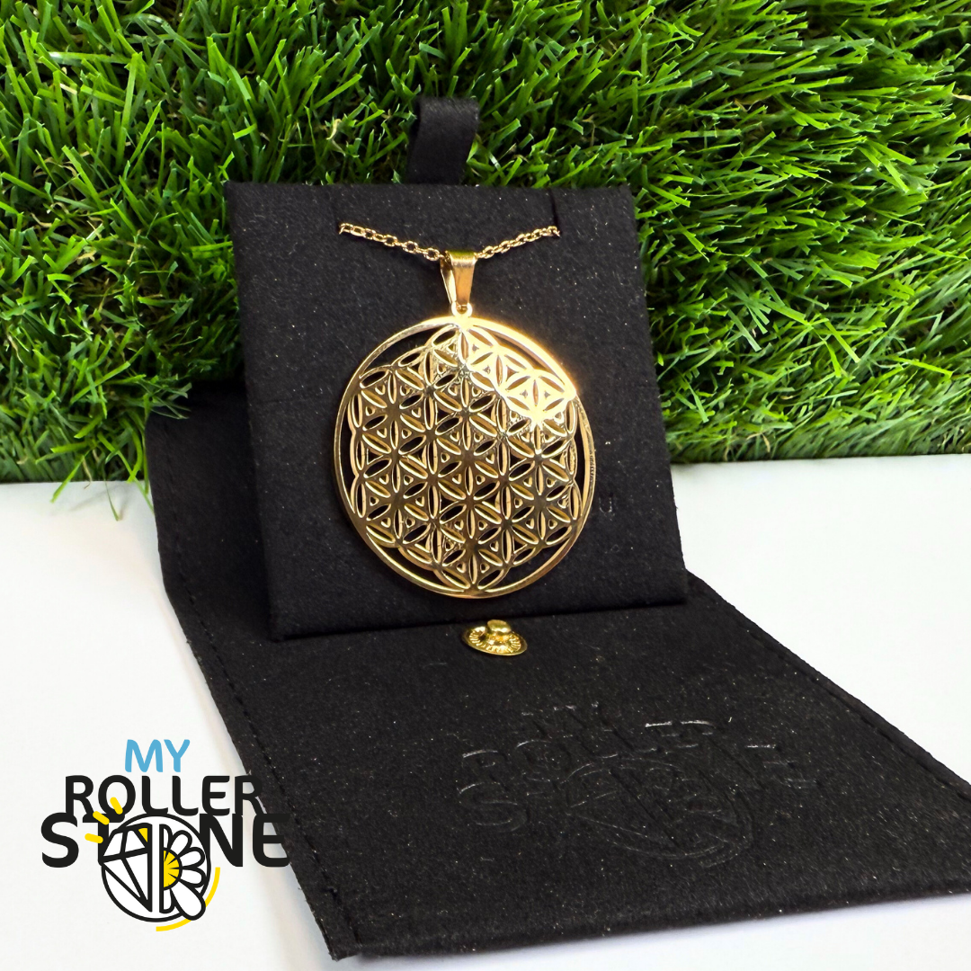 Pendentif fleur de vie acier inoxydable Doré