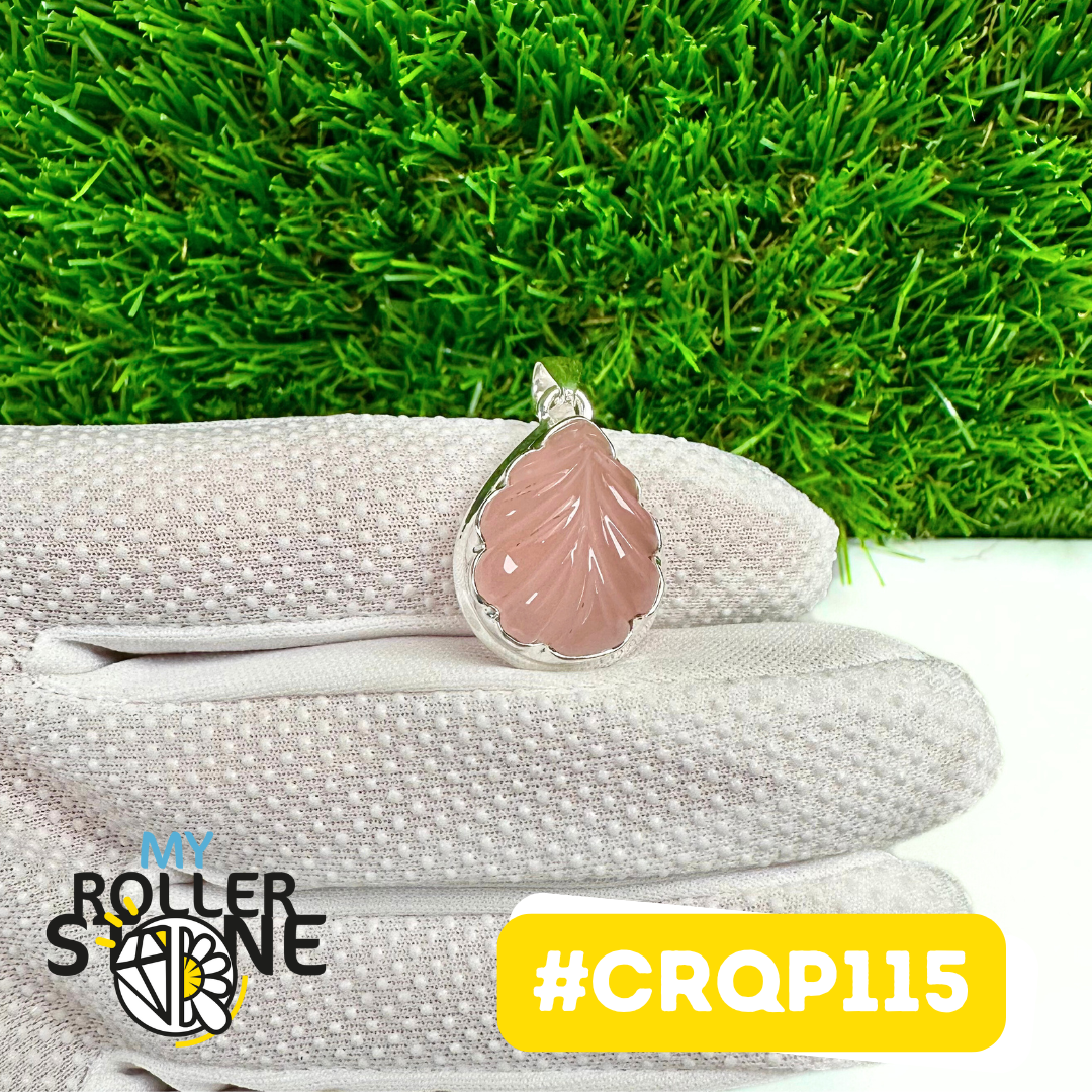 Pendentif Quartz rose Gravé Argent 925 #CRQP115