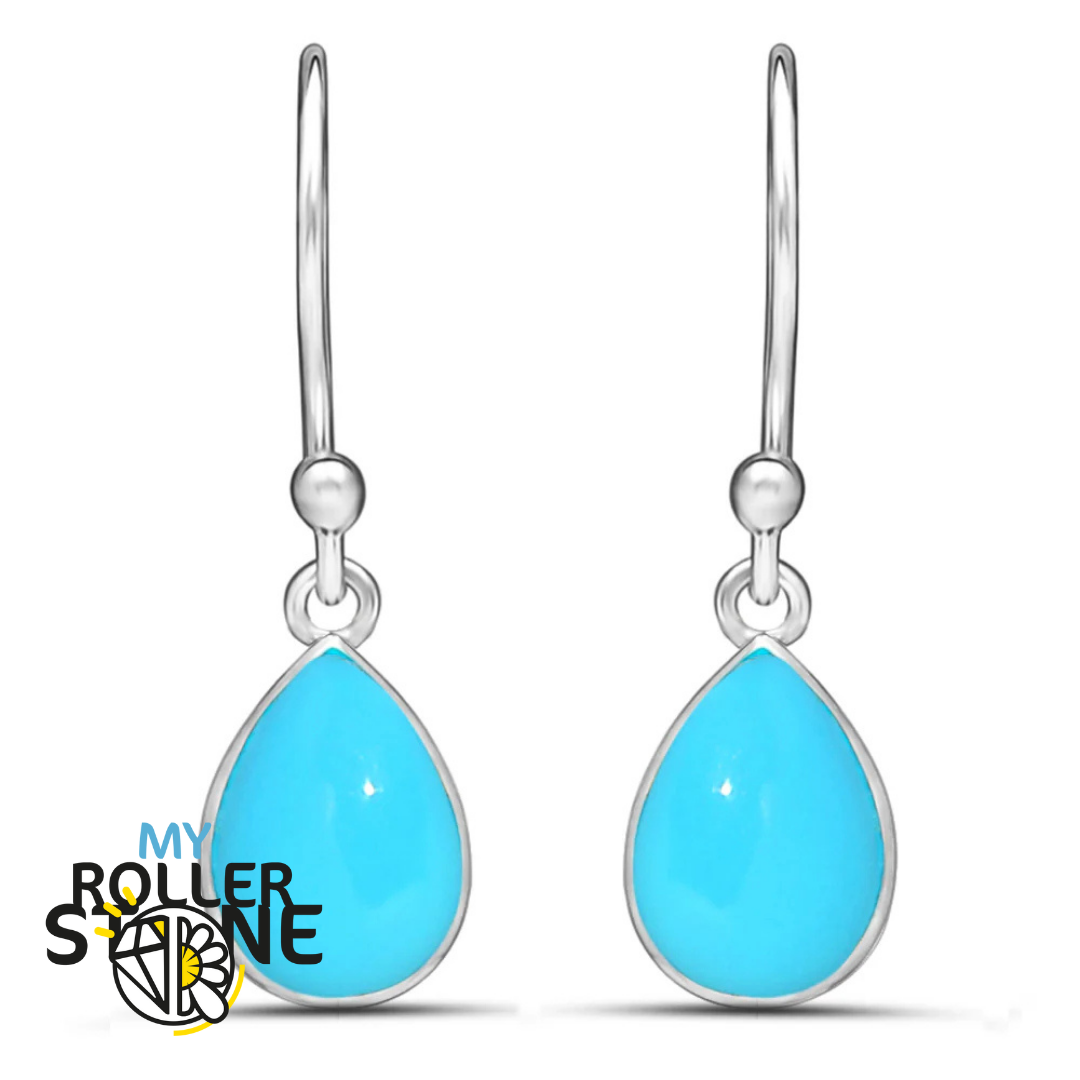 Boucles d&#39;oreilles Turquoise Kingman Poire 10X7 MM