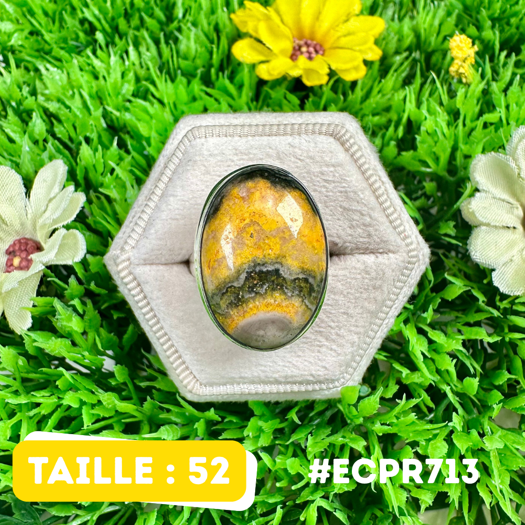 Bague Jaspe Bumblebee Argent 925 #ECPR713