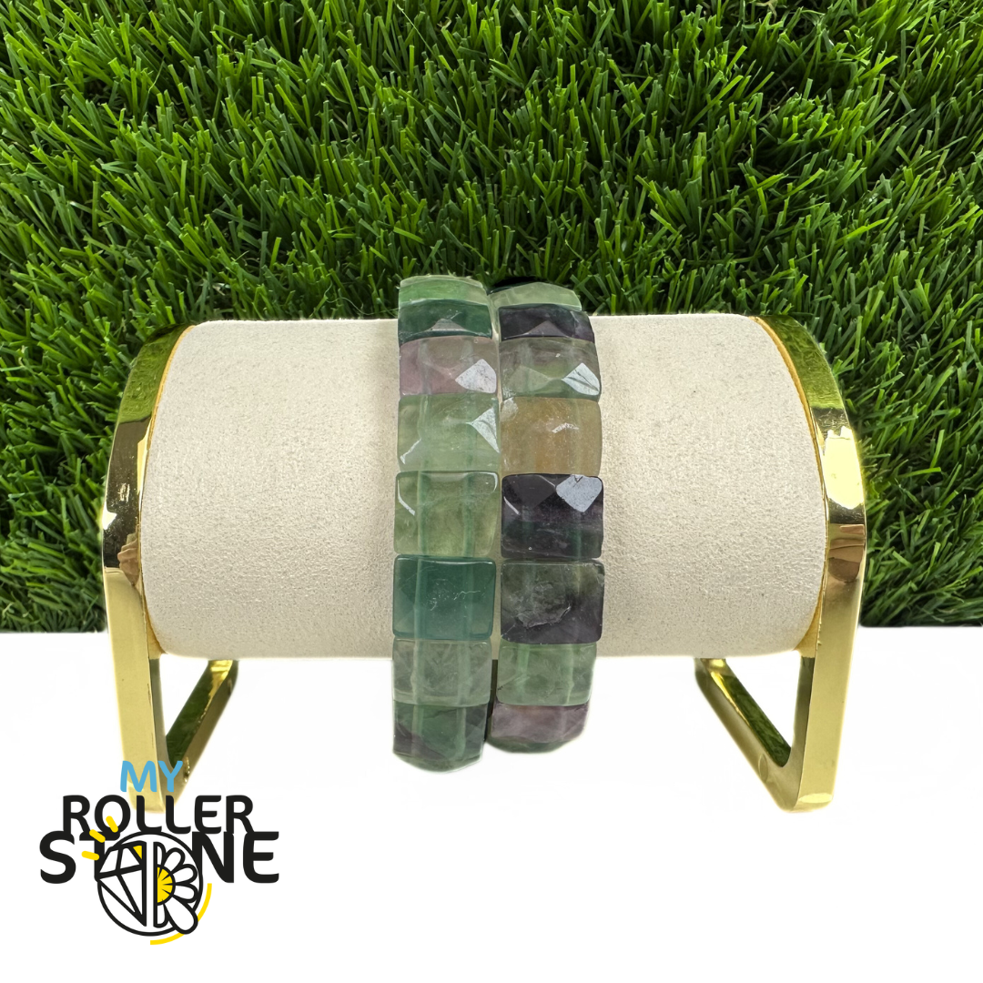 Bracelet Manchette en Fluorite Arc-en-Ciel