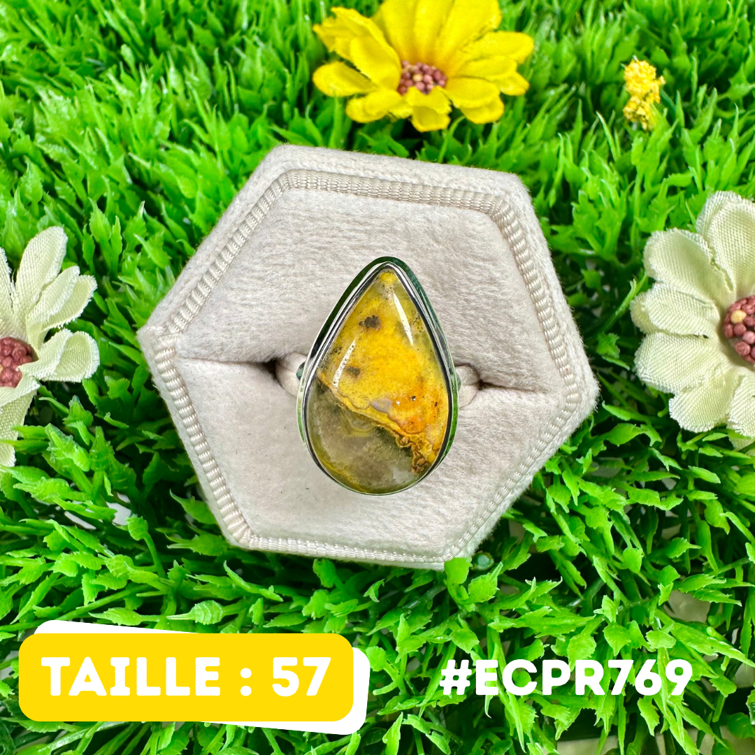 Bague Jaspe Bumblebee Argent 925 #ECPR769