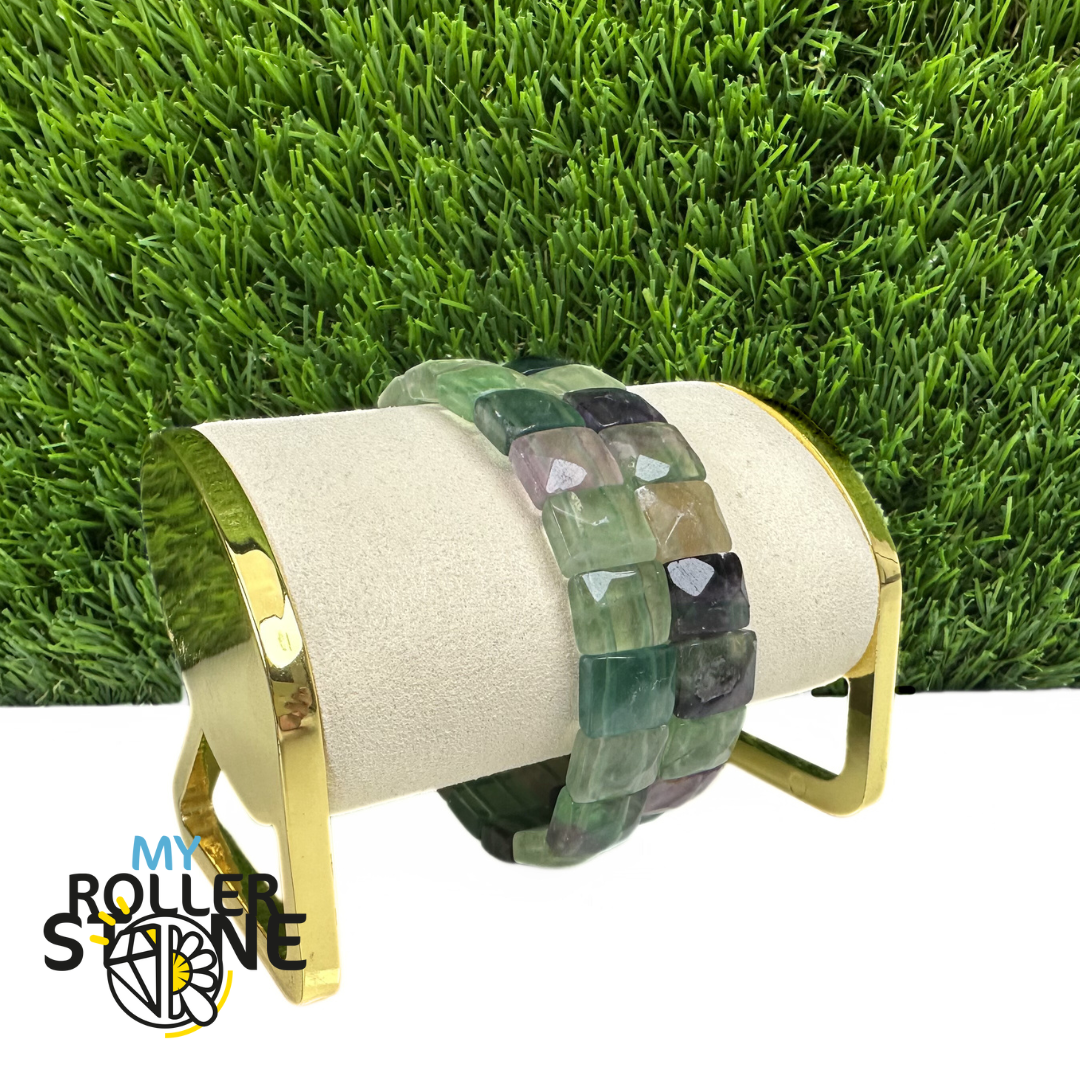 Bracelet Manchette en Fluorite Arc-en-Ciel