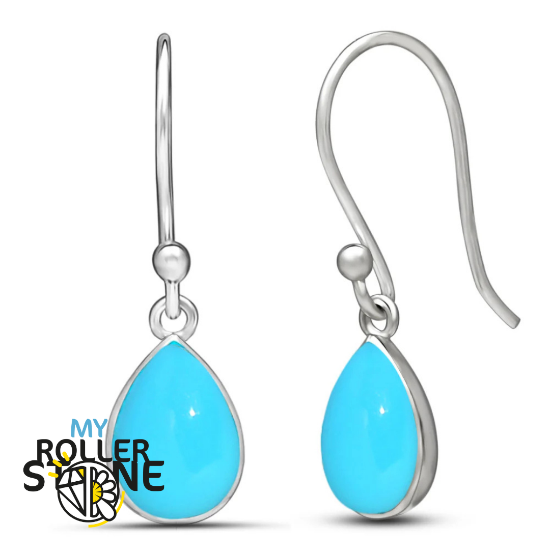 Boucles d&#39;oreilles Turquoise Kingman Poire 10X7 MM