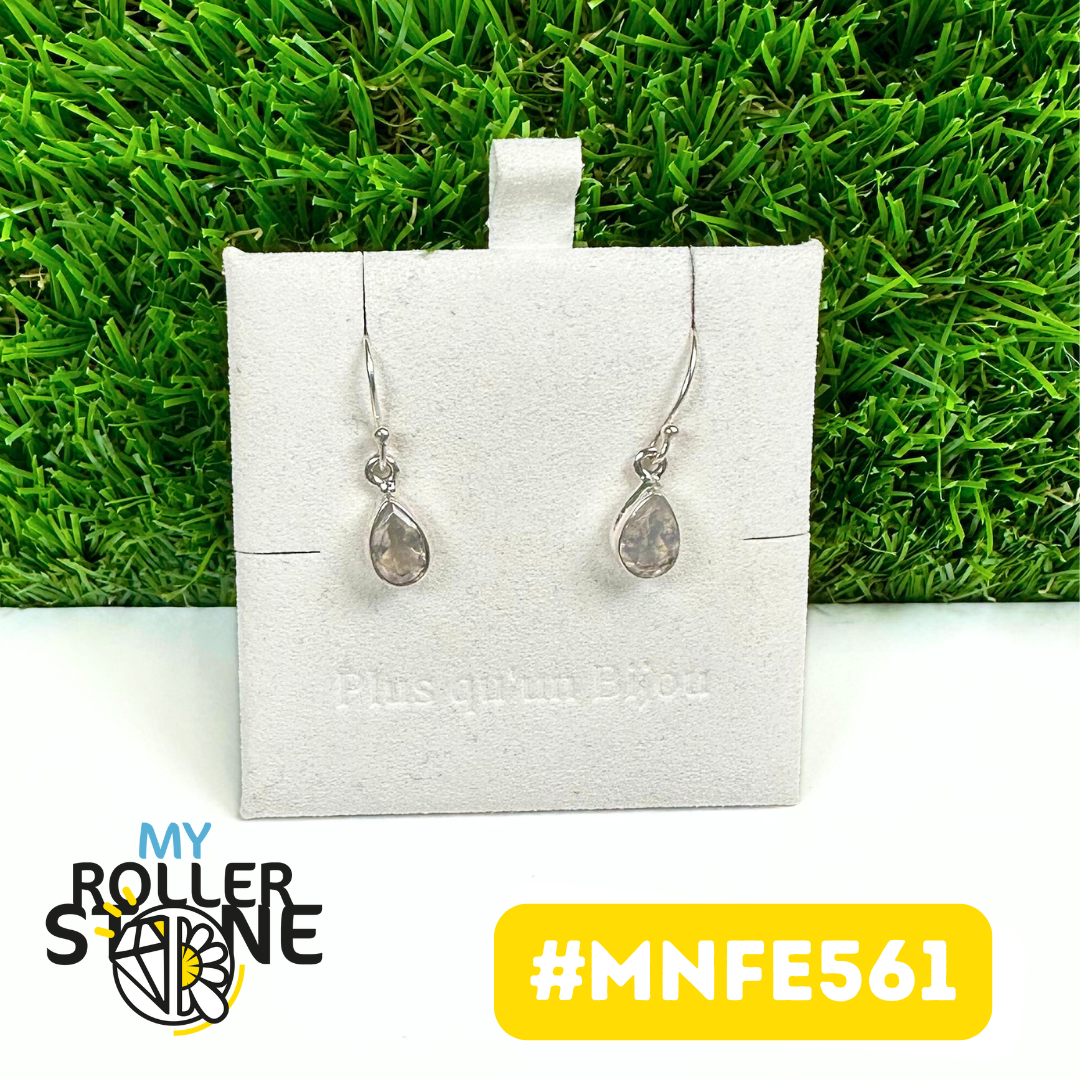 Boucles d'oreilles Pierre de Lune Arc-en-ciel facettée #MNFE561