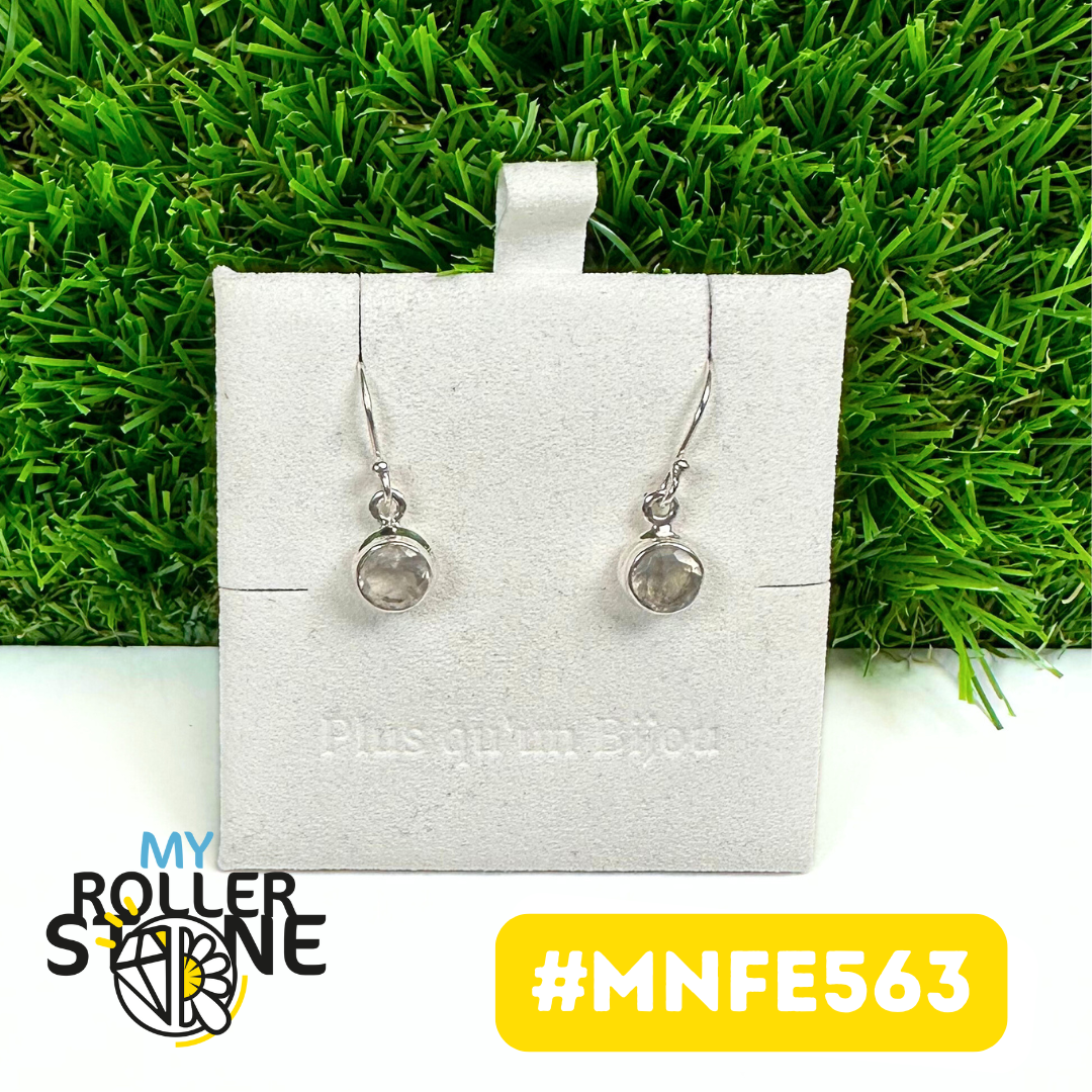 Boucles d'oreilles Pierre de Lune Arc-en-ciel facettée #MNFE563