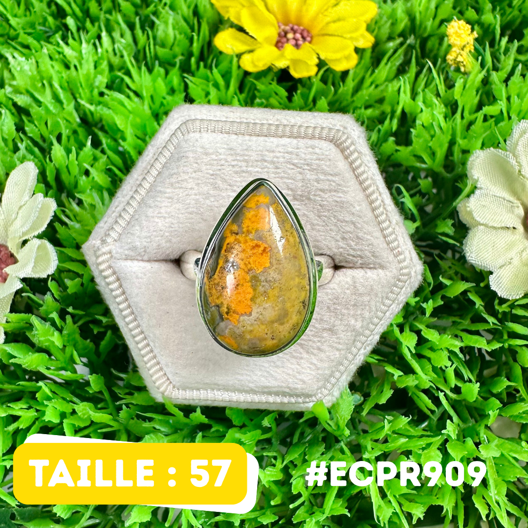 Bague Jaspe Bumblebee Argent 925 #ECPR909