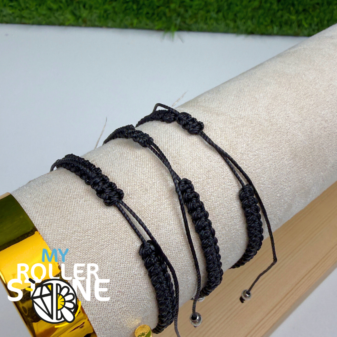 Bracelet Réglable Tressé Infini et Onyx