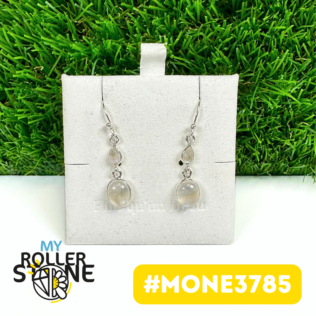 Boucles d'oreilles Pierre de Lune Arc-en-ciel  #MONE3785