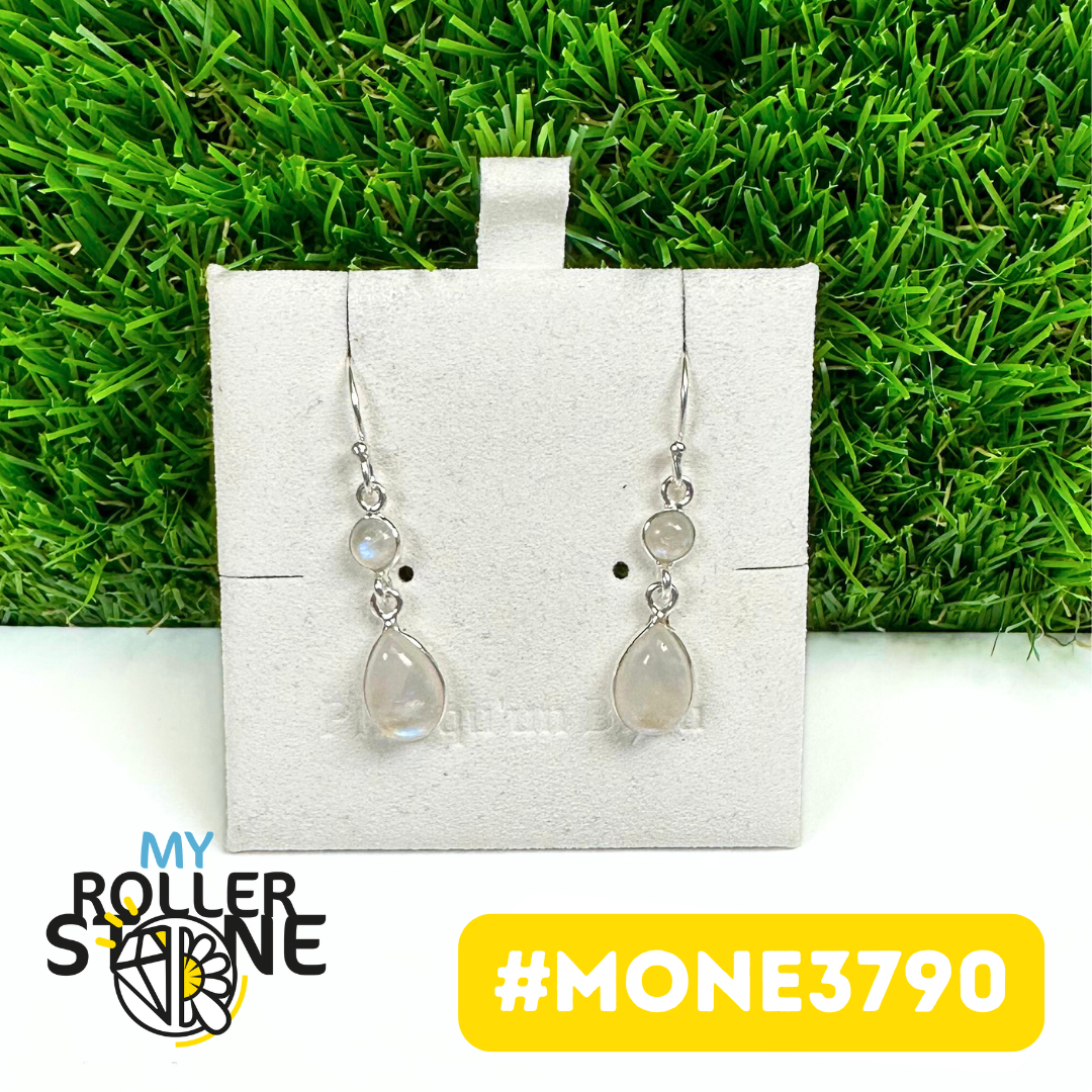 Boucles d'oreilles Pierre de Lune Arc-en-ciel  #MONE3790