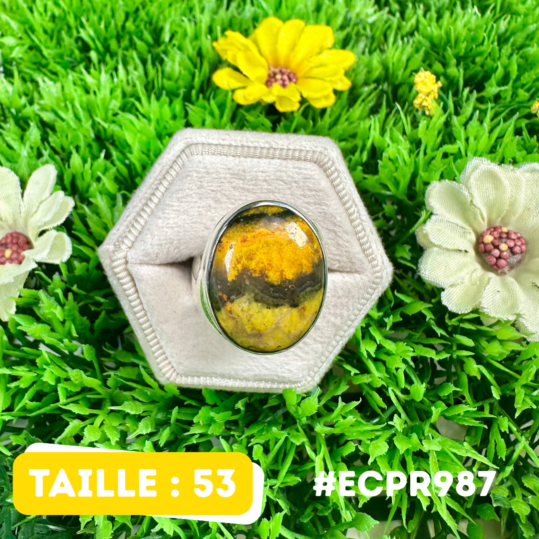 Bague Jaspe Bumblebee Argent 925 #ECPR987