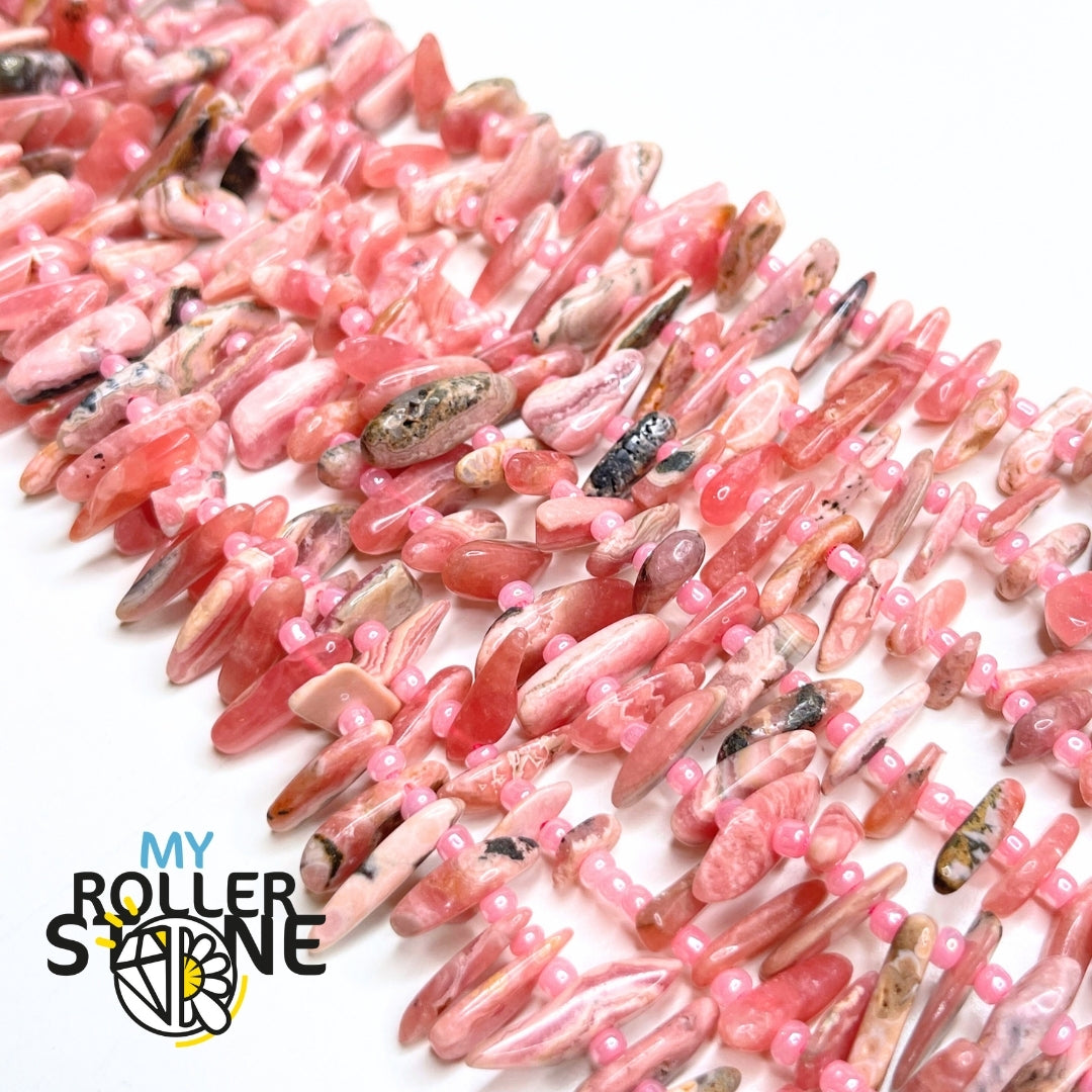 Perle chips longue en Rhodochrosite