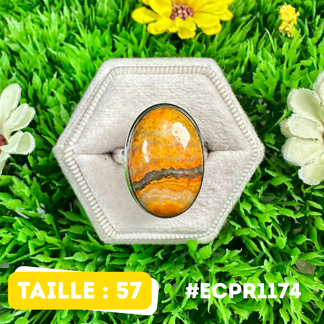 Bague Jaspe Bumblebee Argent 925 #ECPR1174