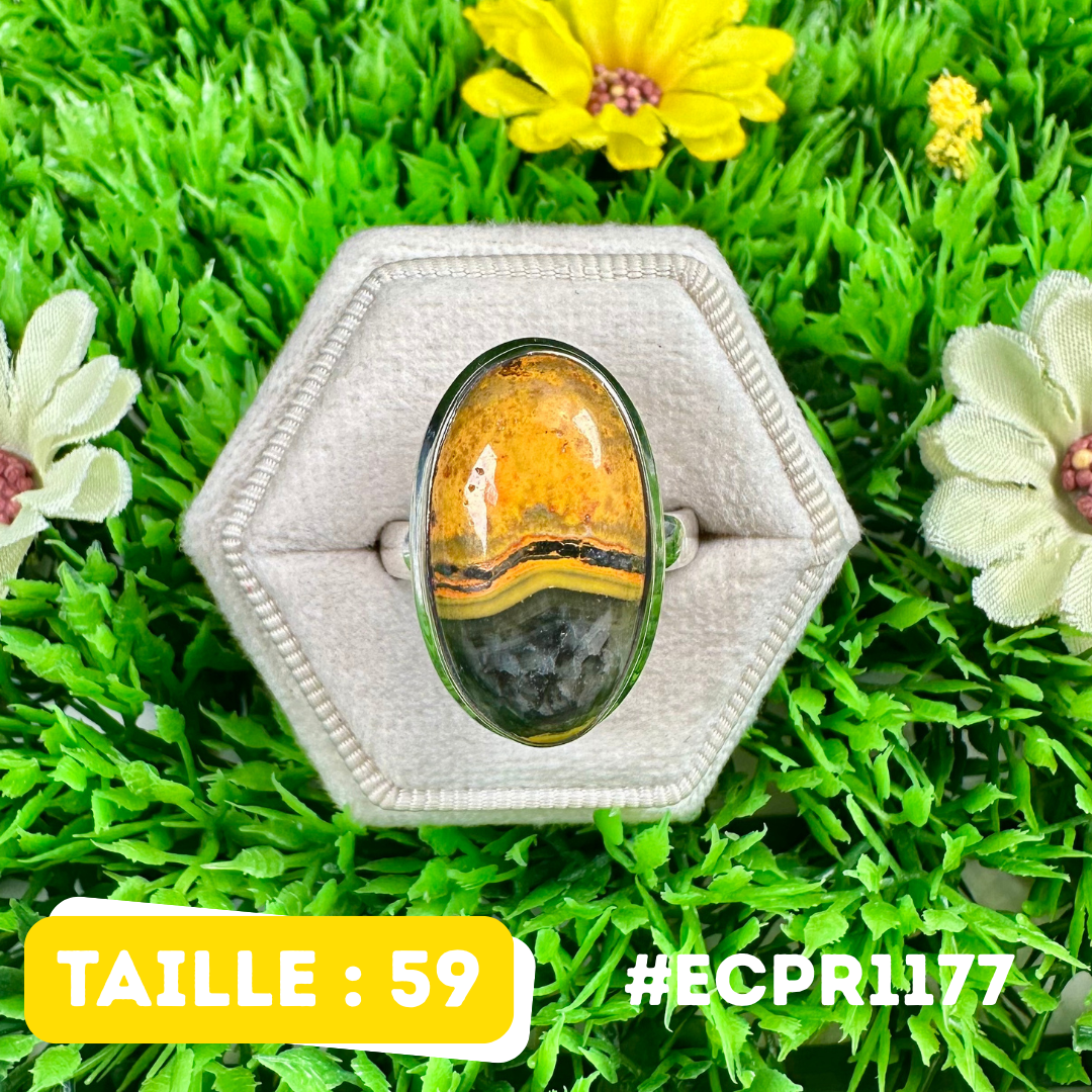 Bague Jaspe Bumblebee Argent 925 #ECPR1177