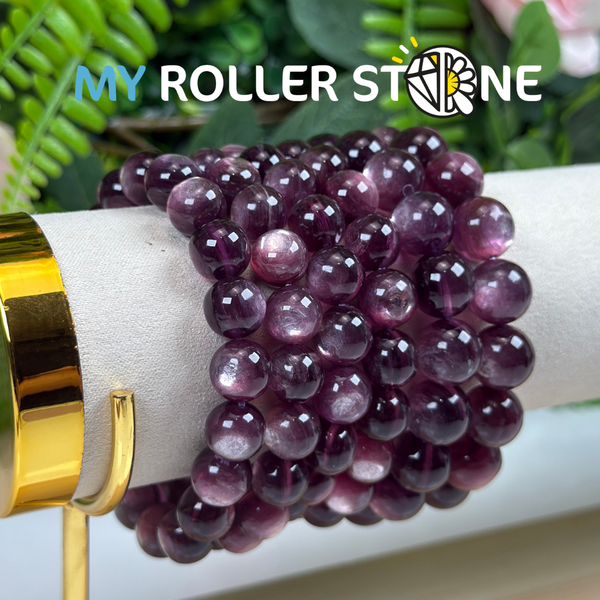 Bracelet en perles de lépidolite mica 5A