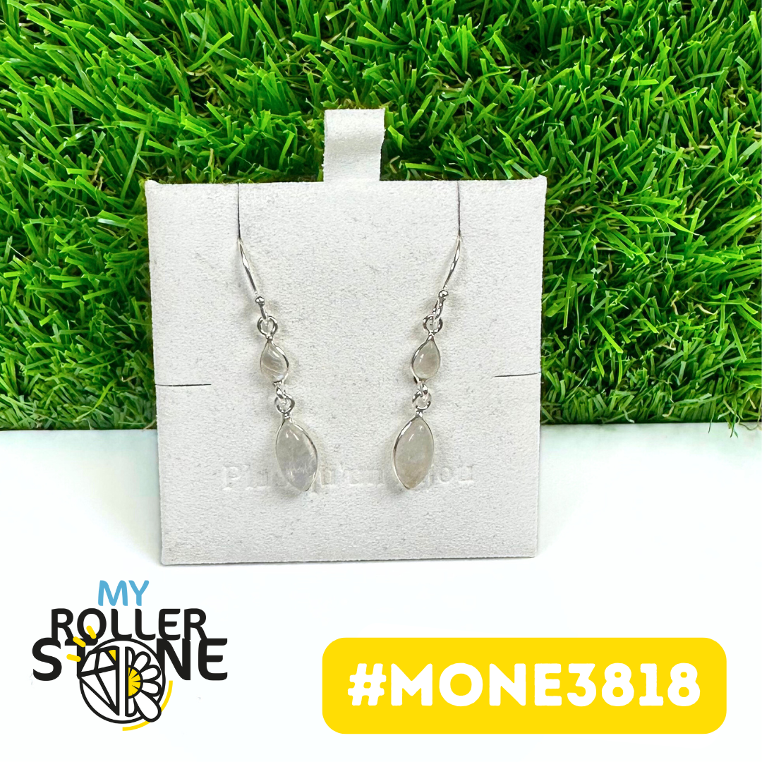 Boucles d'oreilles Pierre de Lune Arc-en-ciel  #MONE3818
