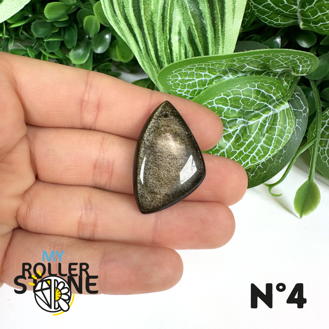 Pendentif Obsidienne dorée 5A percé
