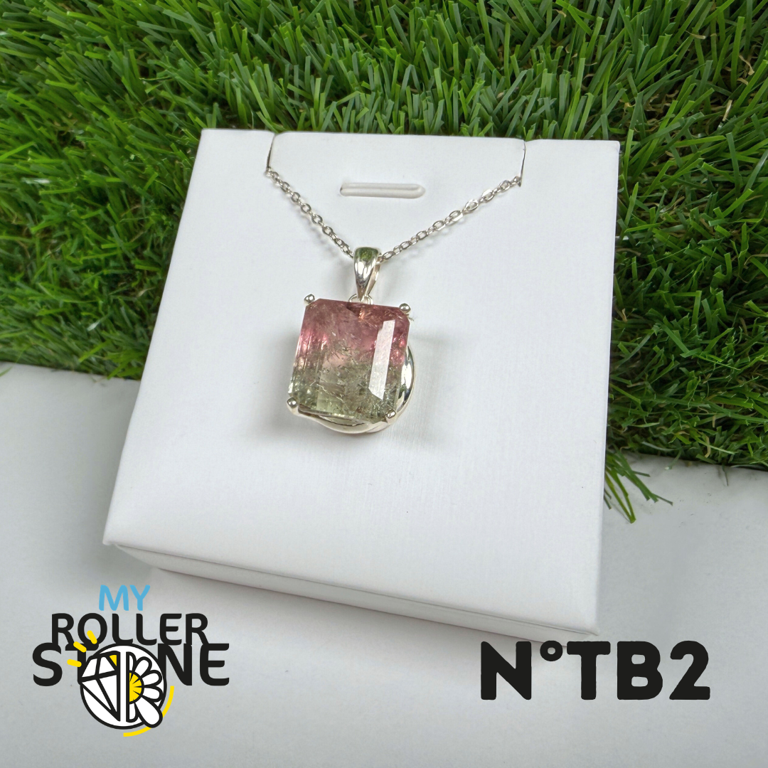 Pendentif Tourmaline Watermelon Argent 925 -#2