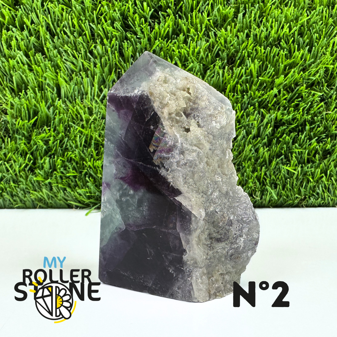 Pointes Pierre Rectangulaire Fluorite Arc-en-Ciel