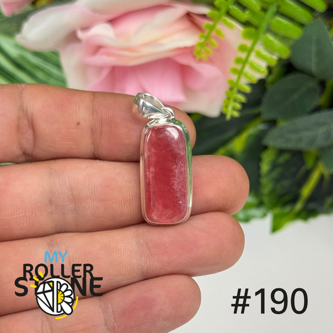 Pendentif argent 925 rhodochrosite translucide #P190