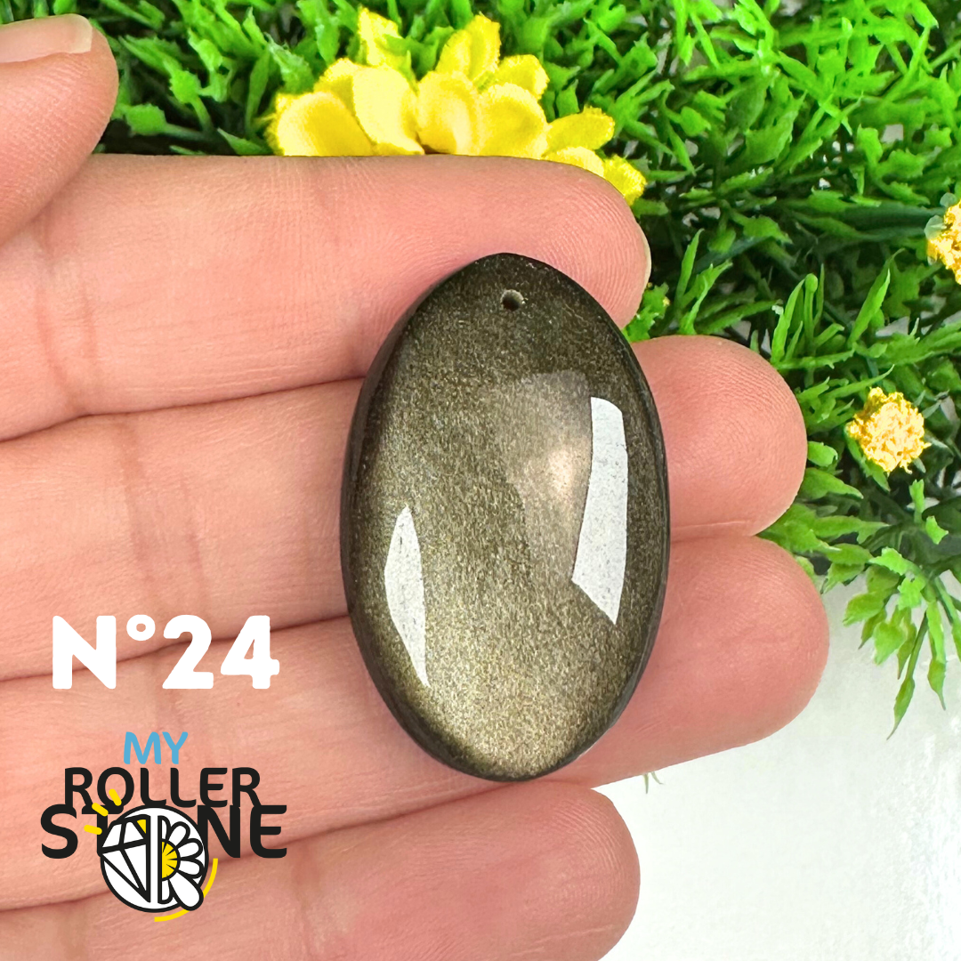 Pendentif Obsidienne dorée 5A percé