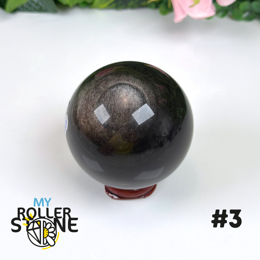 Sphère en Obsidienne argentée