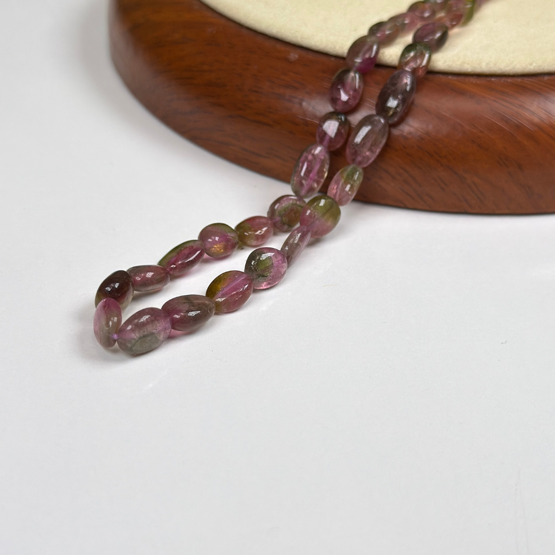 Perles Ovales Tourmaline melon d'eau 7A