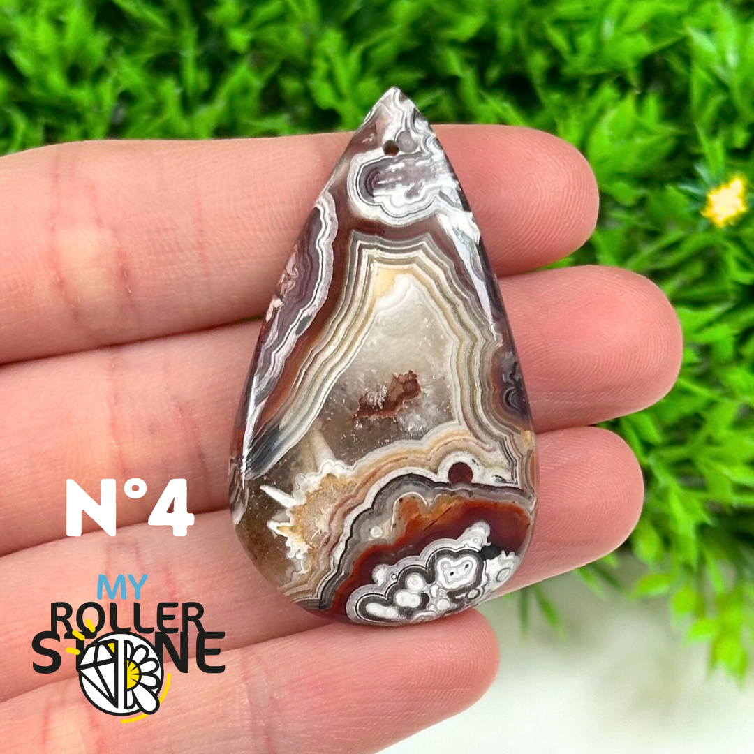 Pendentif Percé Agate Mexicaine 5A