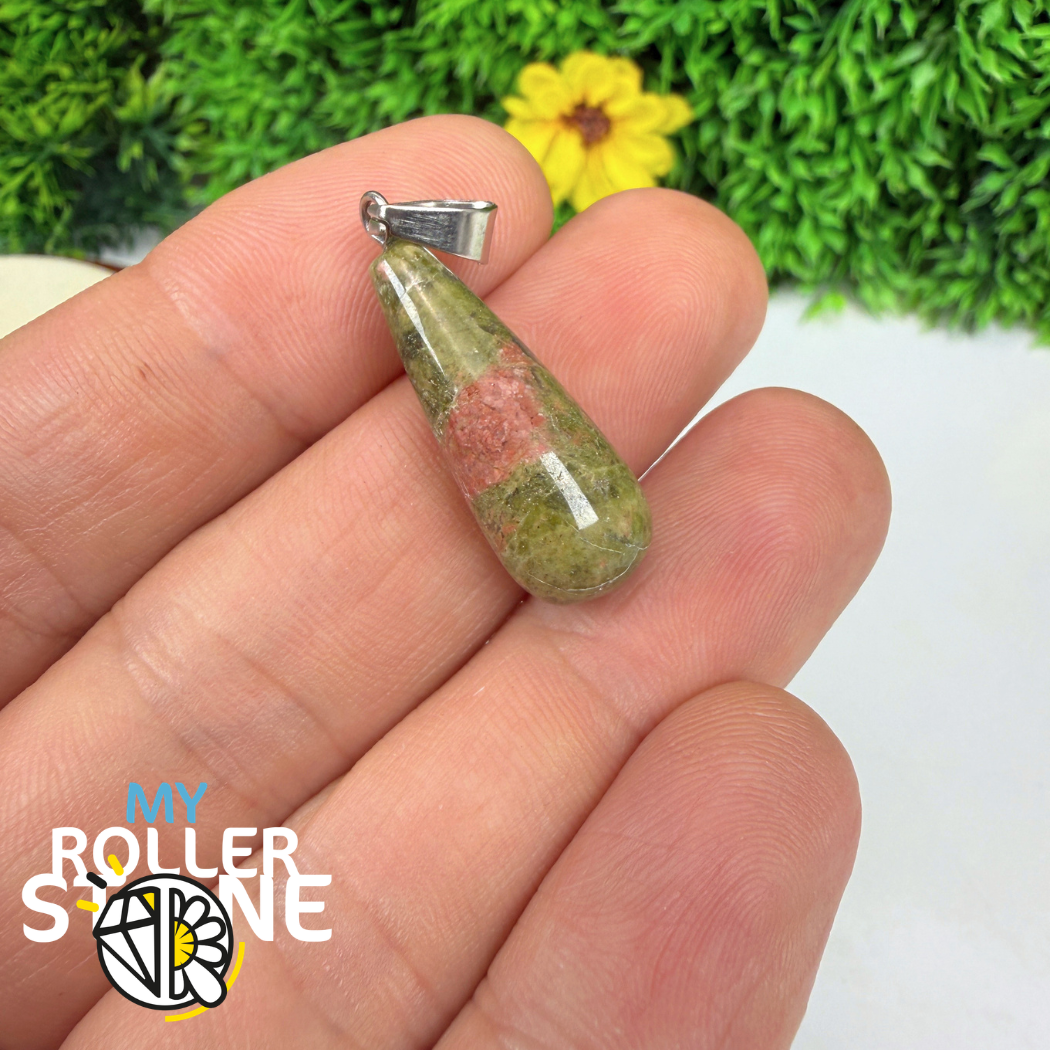 Pendentif pierre goutte (Aventurine, Oeil de tigre, Quartz rose...)