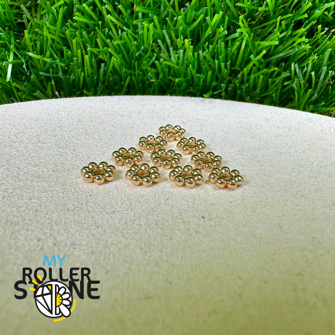 Perles d’espacement Fleur en Acier Inoxydable Plaqué Or