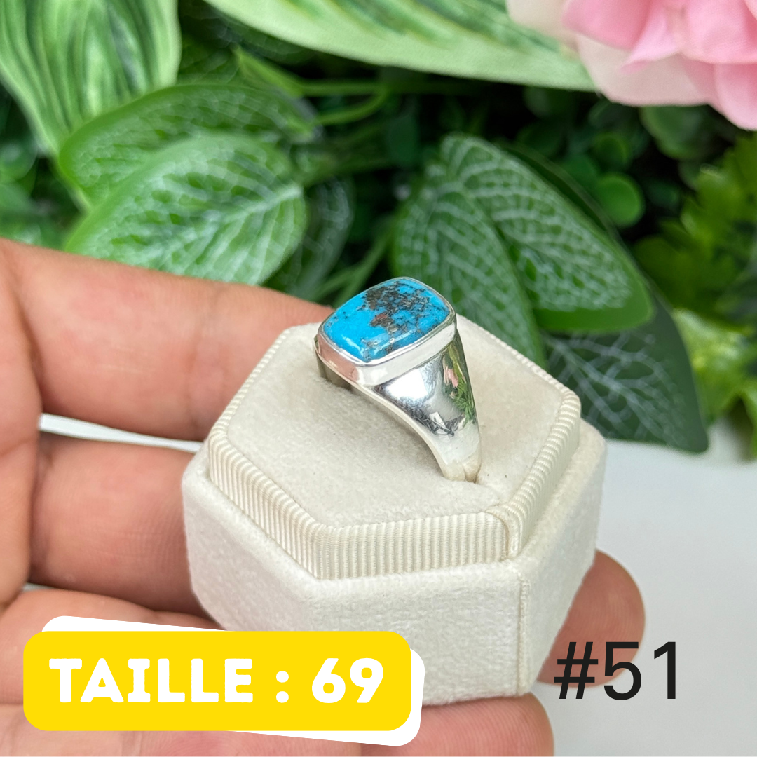 Bague argent 925 turquoise persane Nishapur #TR51