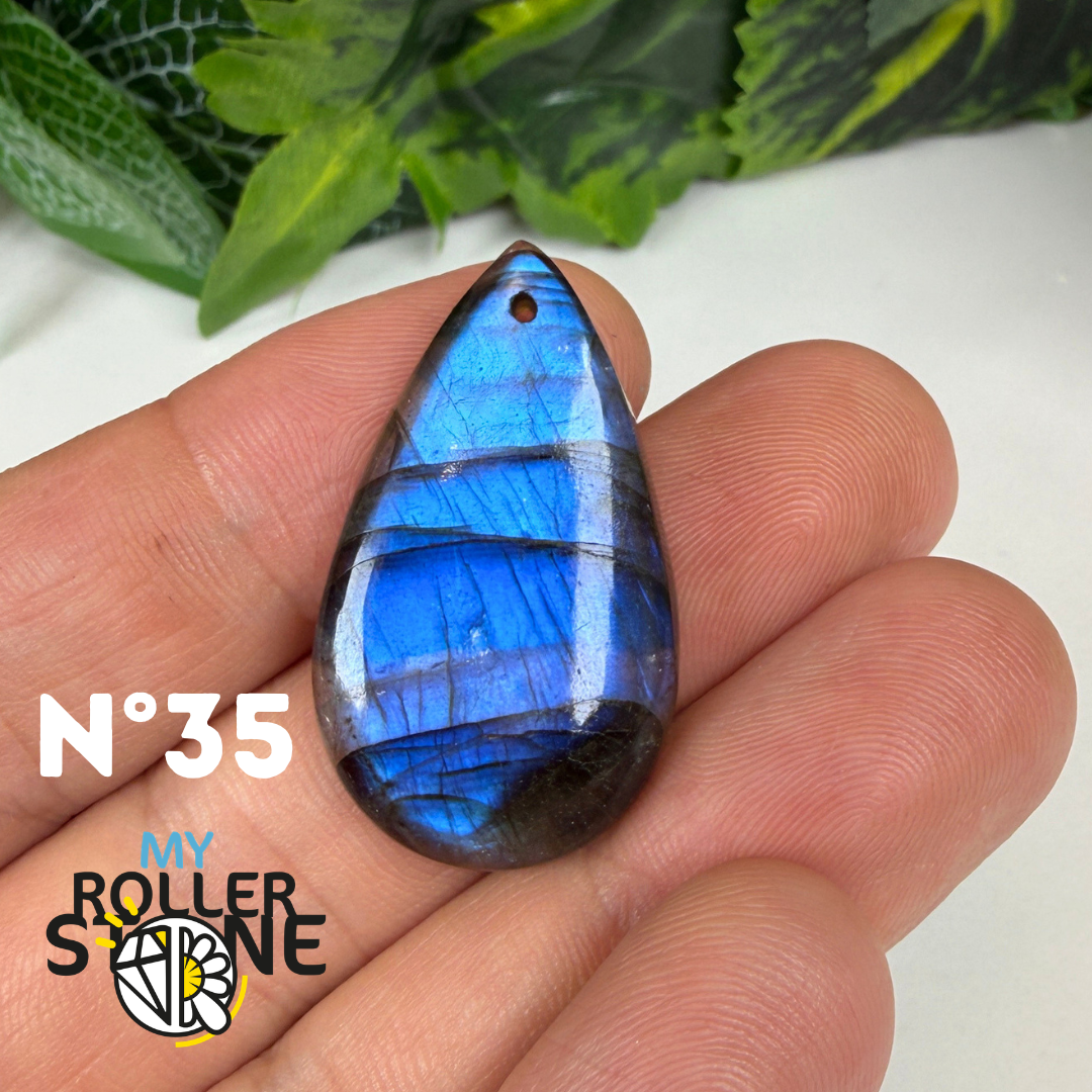 Pendentif Labradorite blue fire percé 5A