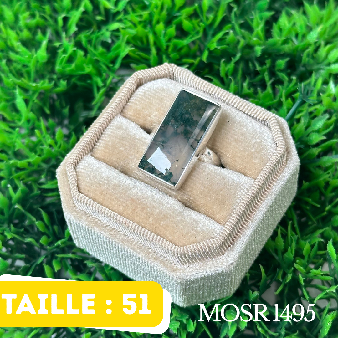 Bague Argent en Agate Mousse #MOSR 1495