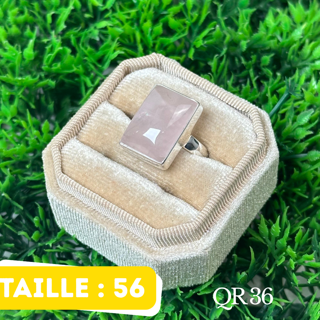 Bague Argent en Quartz rose #QR 36