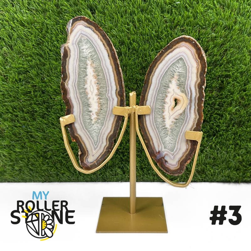 Tranche Duo d'Agate sur Support Métal #3