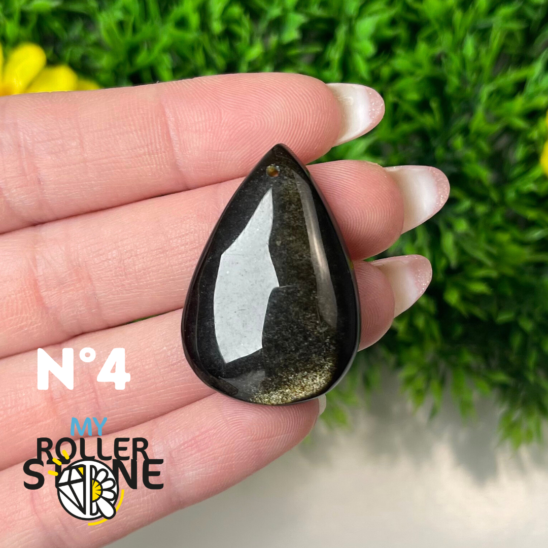 Pendentif Obsidienne dorée 5A percé