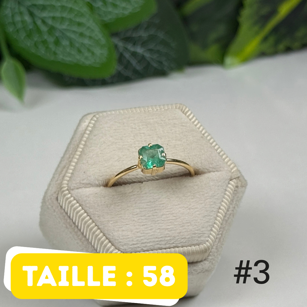 Bague Émeraude Argent 925 Plaqué Or #3