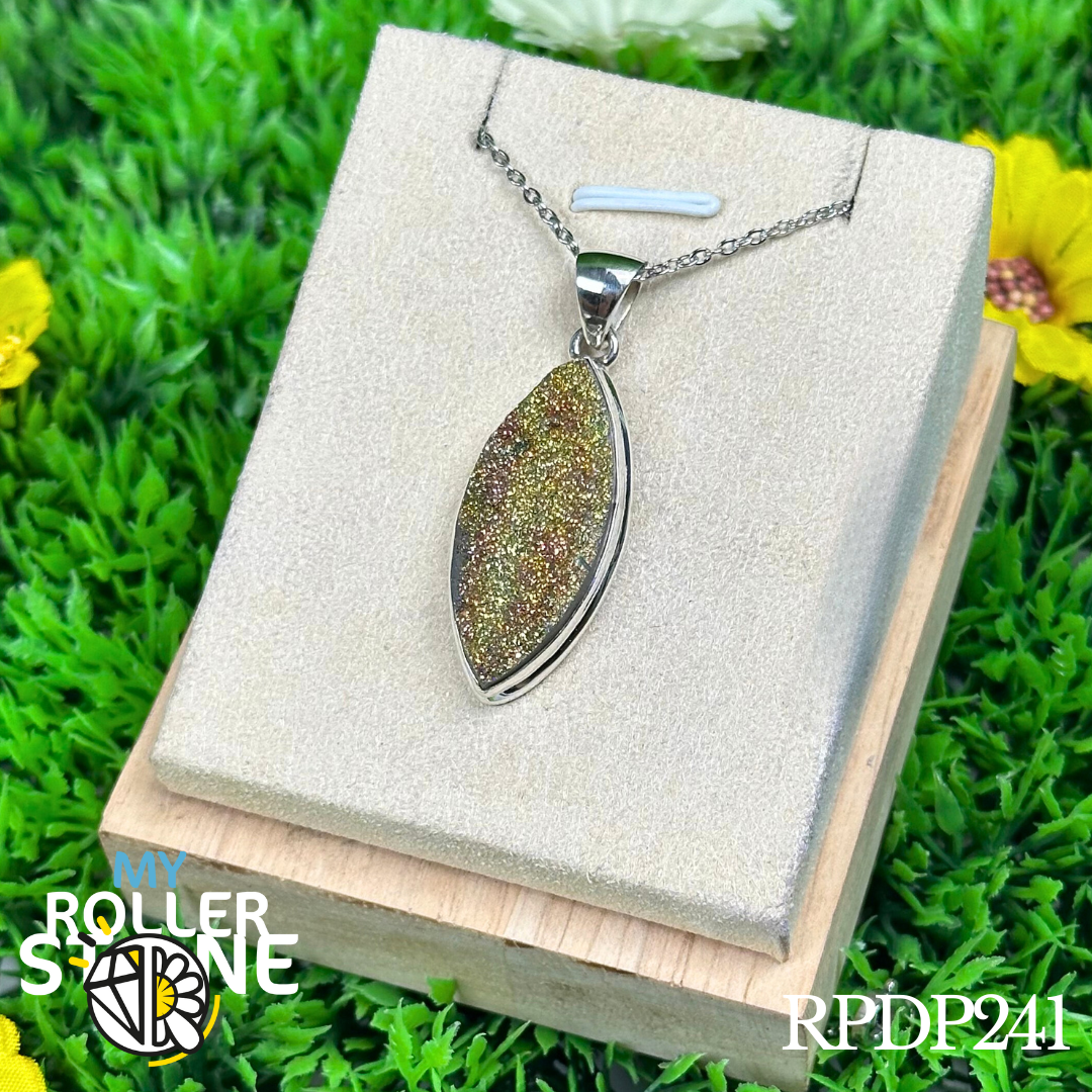 Pendentif en argent Pyrite arc en ciel #RPDP241