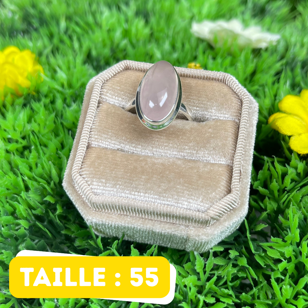 Bague Argent en Quartz rose #105