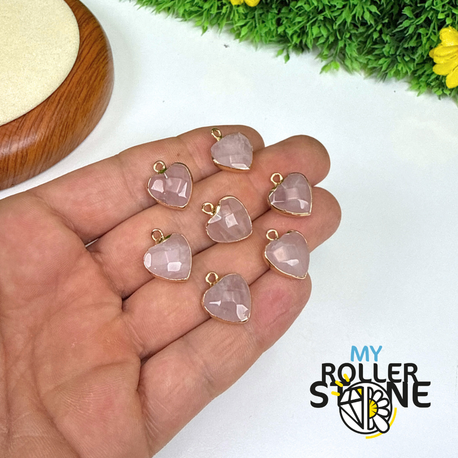 Pendentif coeur Quartz Rose Serti