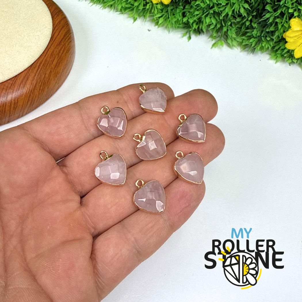 Pendentif coeur Quartz Rose Serti