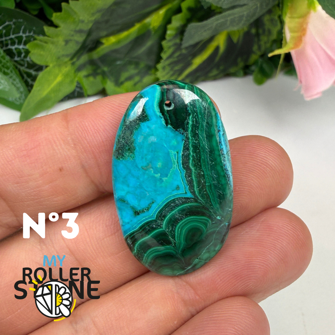 Pendentif Malachite Chrysocolle Percé 5A
