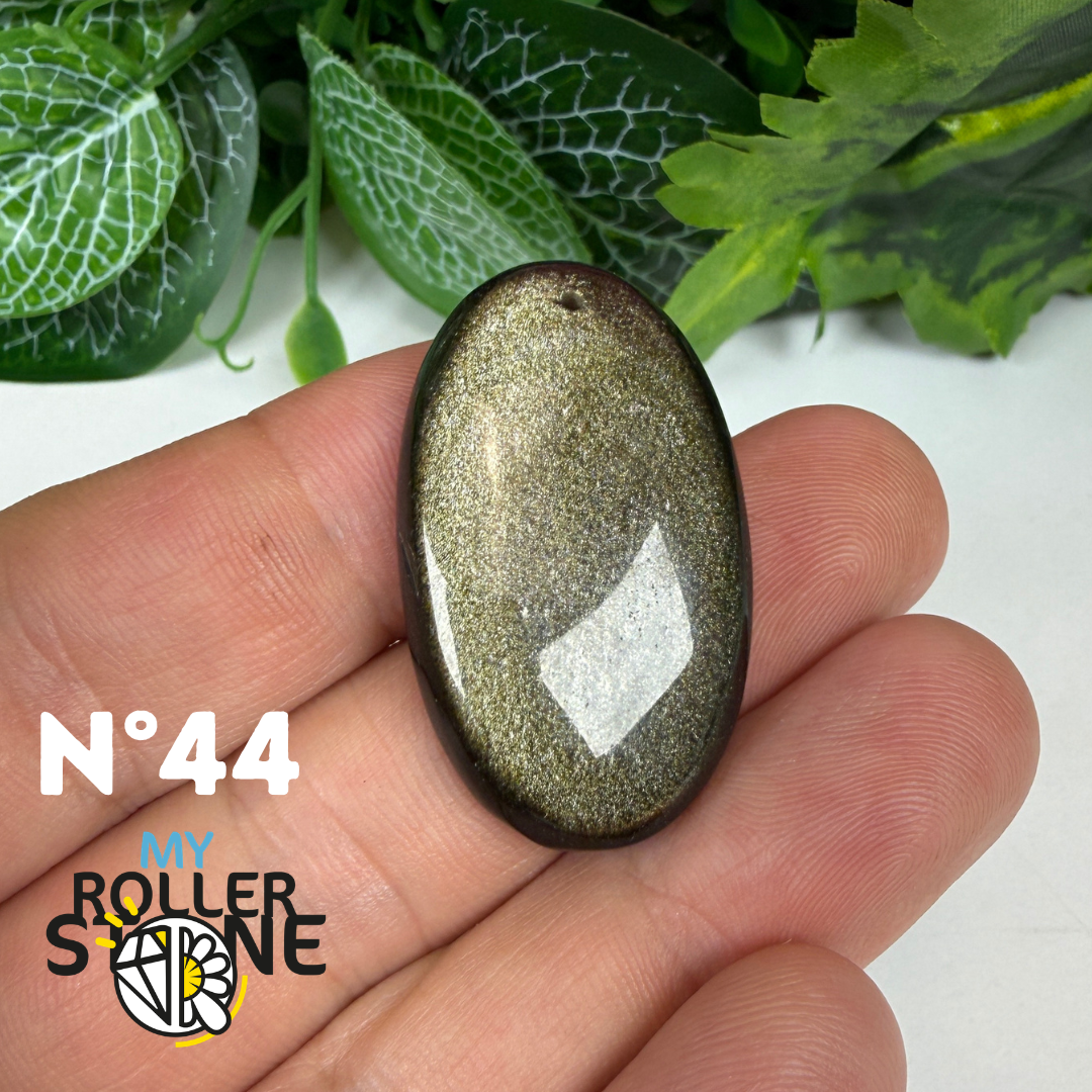 Pendentif Obsidienne dorée 5A percé