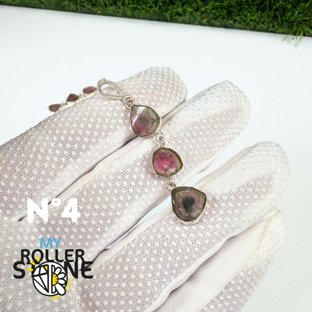 Pendentif Tourmaline Melon d'eau (Watermelon) et Argent