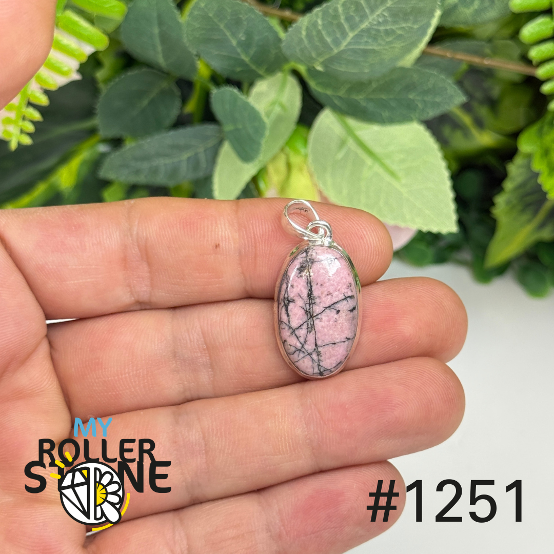 Pendentif argent 925 rhodonite #1251