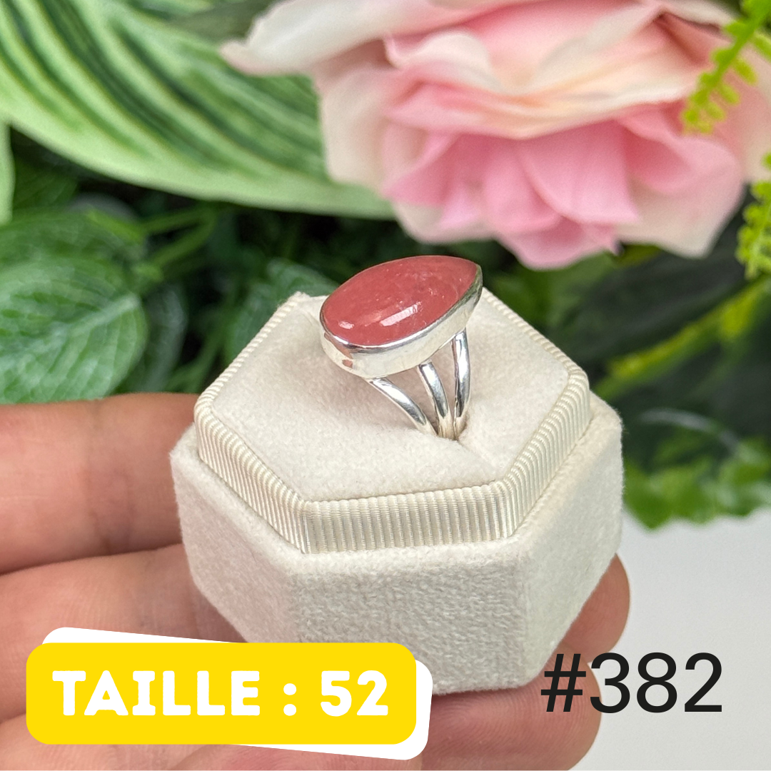Bague argent 925 rhodochrosite translucide #R382