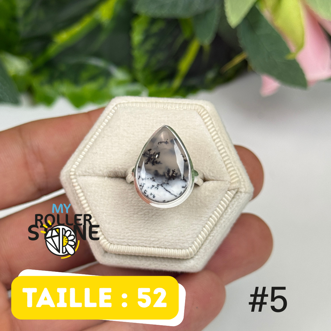 Bague argent 925 opale dendritique #ROR5