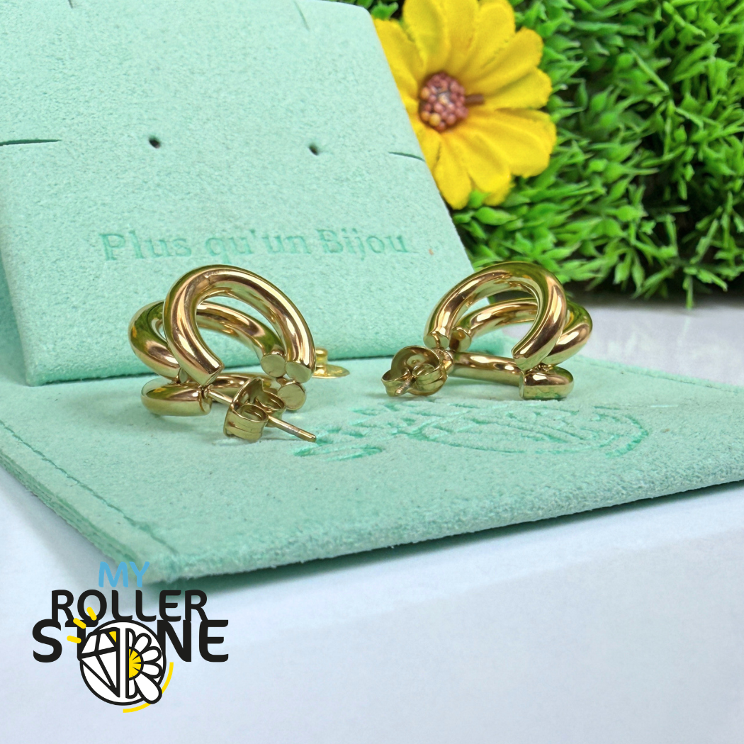 Boucles d'oreilles Demi Créole en acier inoxydable Couleur Or