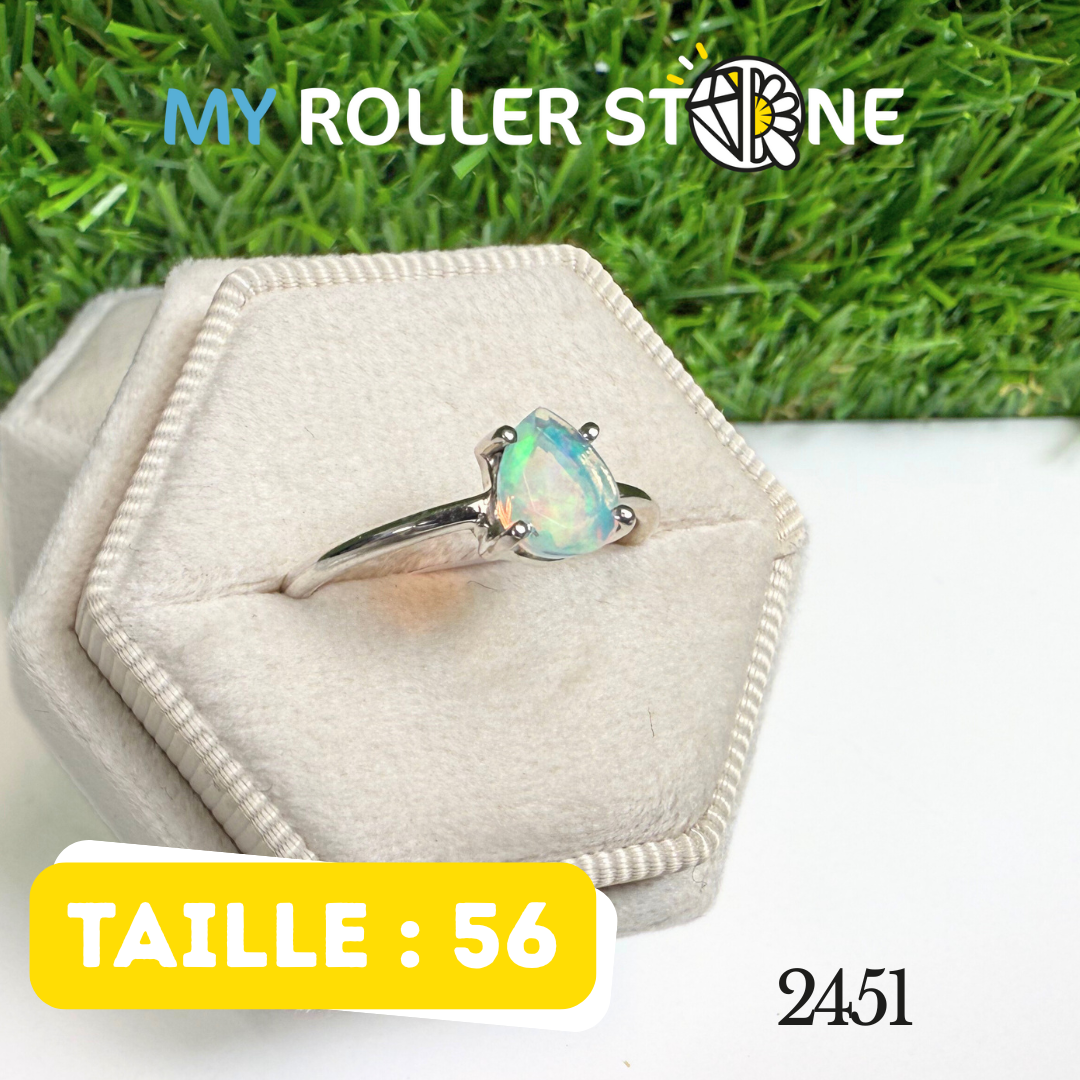 Bague Opale Éthiopienne Goutte Facettée (EOFR2451)